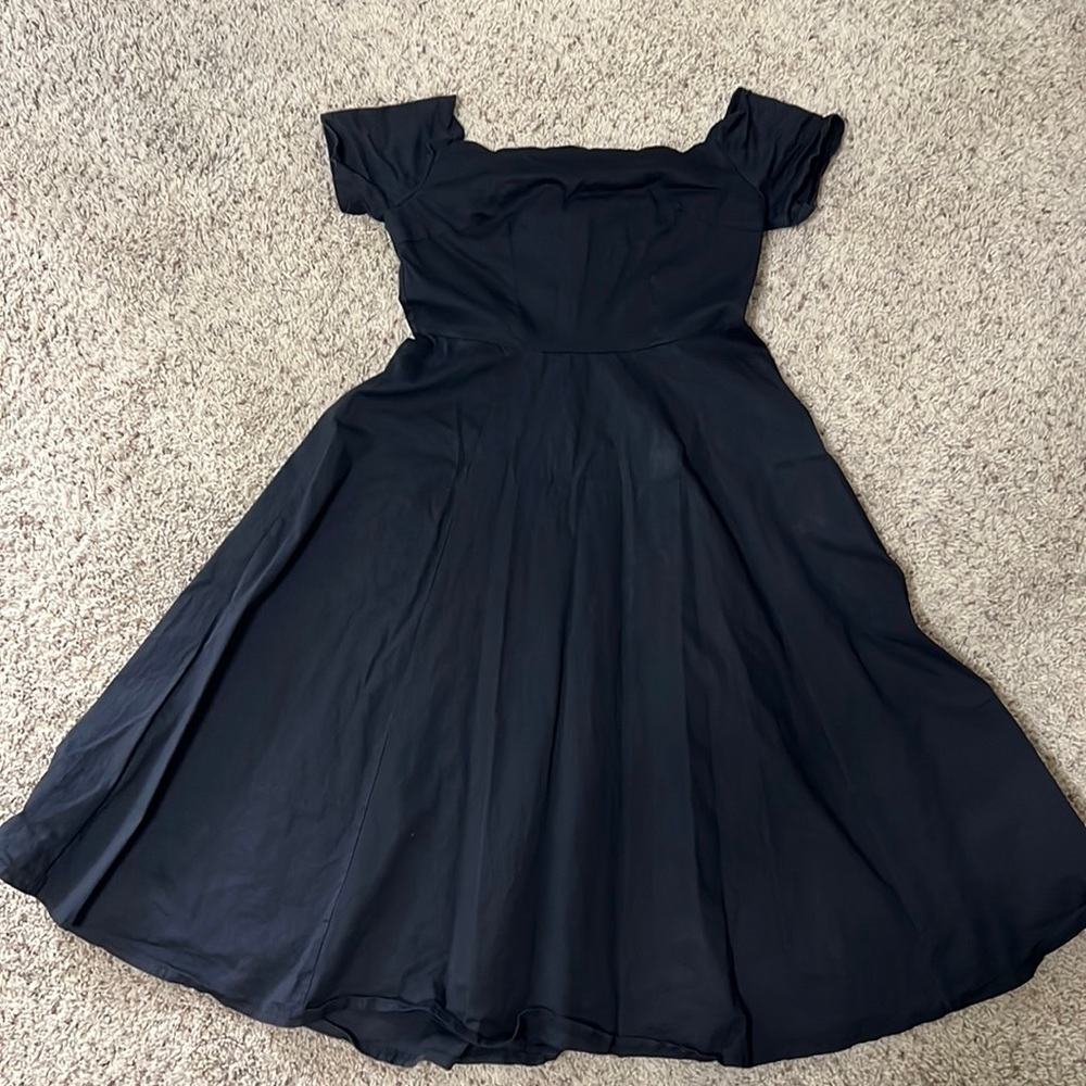 Black scalloped peplum dress